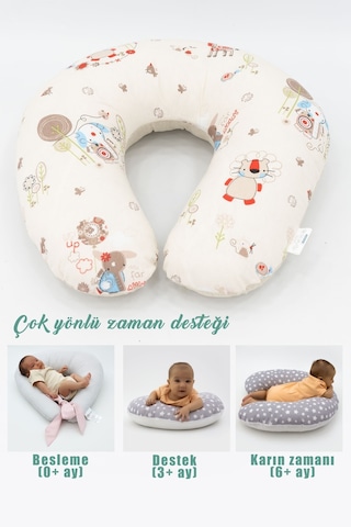 Mordesign Çift Taraflı Emzirme Yastığı /bebek Destek Minderi, Hamile Yastığı, Pamuklu Kumaş, Animal Serisi