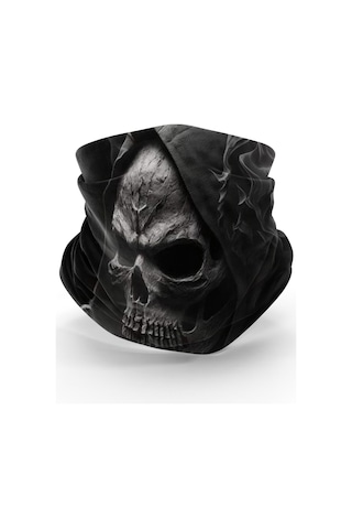 Bebo Store 200624-2 Extreme Spor Motorsiklet Özel Desenli Buff Boyunluk Bandana Balaklava Gri - Siyah