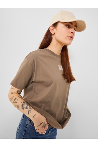 Jjxx Sıfır Yaka Rahat Kesim Kahverengi Kadın T-shirt 12241199 001