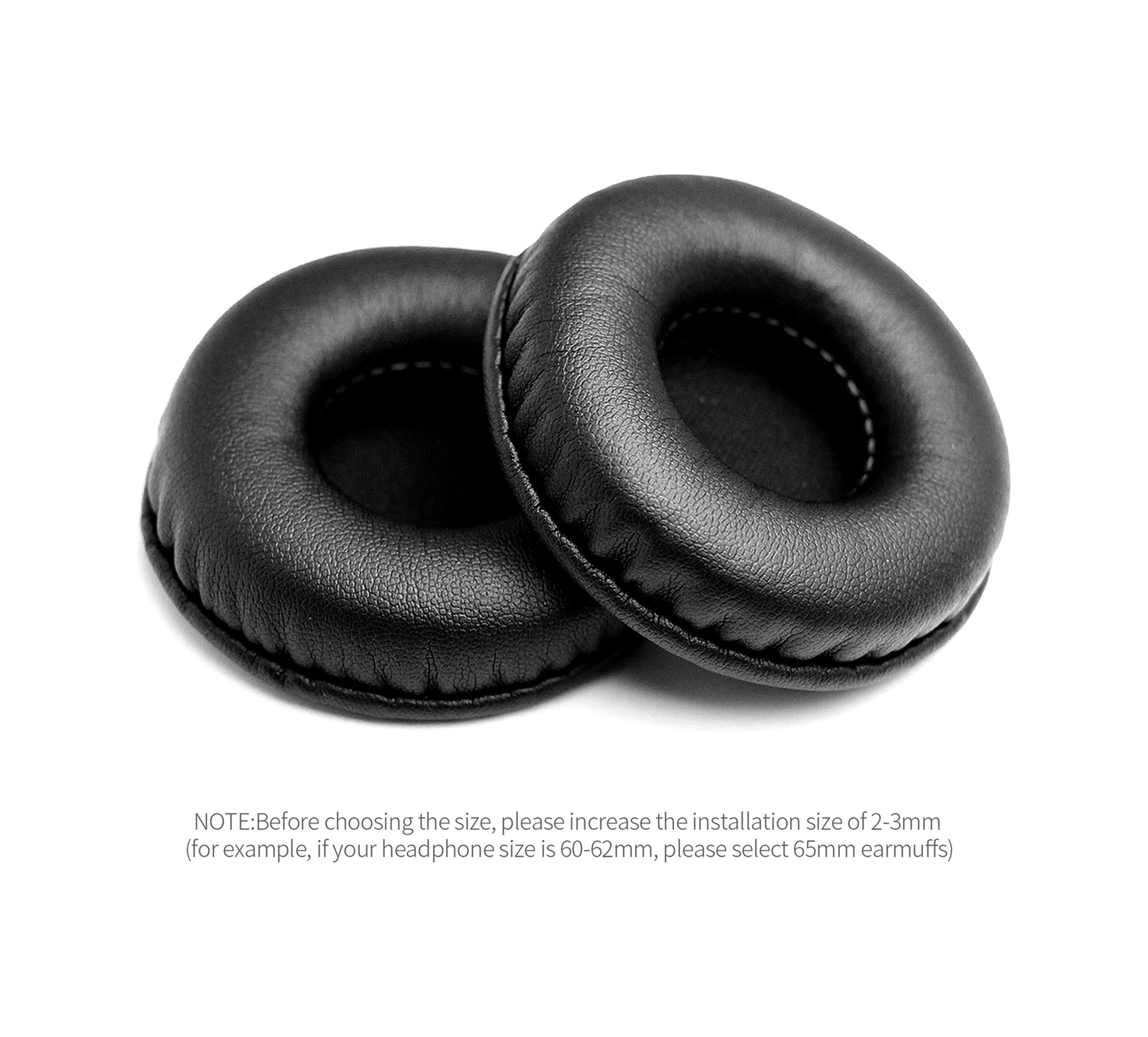 Qingmipy 65mm Siyah Kulaklık Külaklık Kılıfı - Pu Deri Ve Hafıza Köpüğü - Sennheiser, Sony, Panasonic, Audio-technica Modelleri İçin Yerine Geçirilebilir Erişim Kılıfı Çifti Siyah