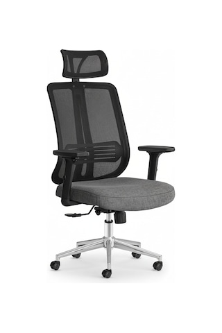 Upstyle Poyraz Başlıklı Fileli Ergonomik Çalışma Koltuğu Siyah Krom Koltuk 66 125 65 Cm