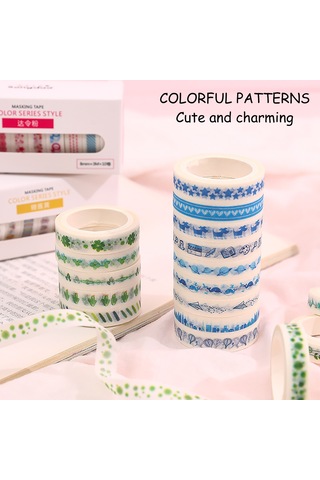 Lemestar 10 Rulo Renkli Washi Bant Seti - Dıy Günlük, Planlayıcı Ve Hediye Paketleme İçin Şık Dekorasyon