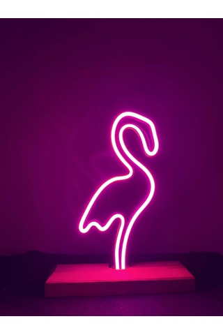 Flamingo Figürlü Pembe Neon Gece Lambası Çok Renkli