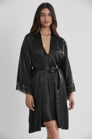 Pierre Cardin 4250 Kadın Saten Dantelli Gecelik&sabahlık Takım - Siyah Siyah