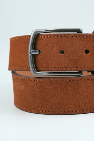 Parscraft Hakiki Süet Deri Erkek Kemer Taba 4 Cm