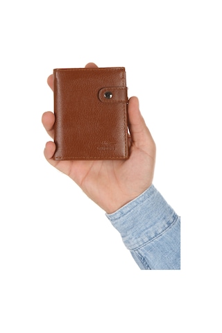 Newish Polo Erkek Deri Bozuk Para Hazneli Kartlık Cüzdan 10x12cm New179 Taba