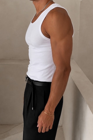 Tarz Cool Erkek Beyaz Slim Fit Ribana Bisiklet Yaka Likralı Süprem Atlet