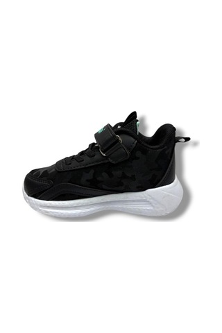 Tomwins 004-26 Kamuflaj Desenli Cırtlı Anatomik Çocuk Sneaker Siyah Mor Yeşil 26-30 Siyah