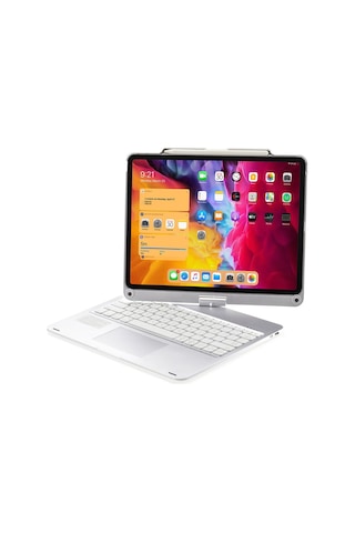 Apple Uyumlu iPad, Pro 11inç M4 2024 Kılıf Kablosuz Dönebilen Klavyeli Kılıf Keyboard A2836 A2837 A3006