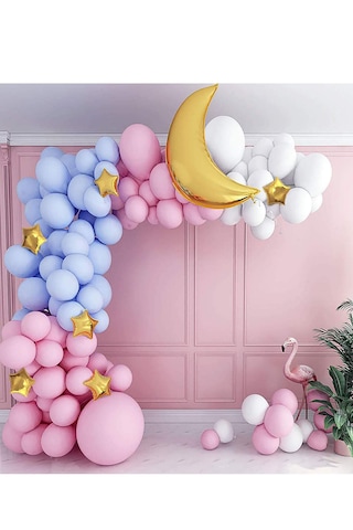 8 Ad Gold Altın Ay Yıldız Folyo Balon Seti Baby Shower Cinsiyet Doğum Günü Parti Ay Yıldız Balon Süs Altın