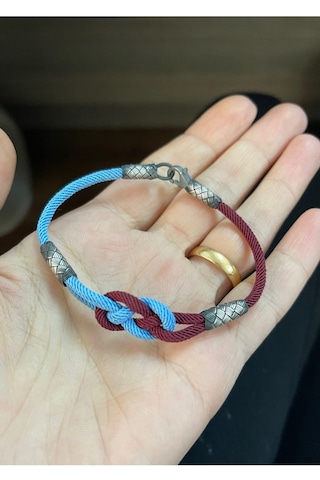 Kazzaze Bordo Mavi Sonsuzluk Gümüş Kazaziye Trabzon Spor Taraftar Bilekliği