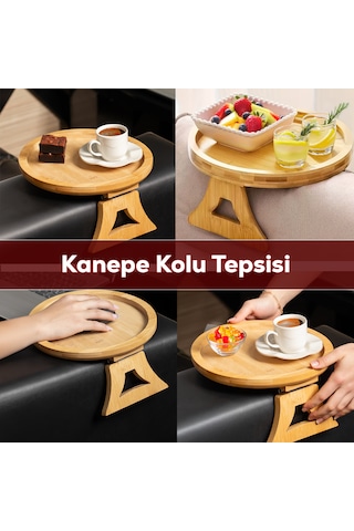 Porsima Pbt-414 Bambu Koltuk Matı Ahşap Kanepe Koltuk Kenarı Sehpa Yan Sehpa Koltuk Katlanabilir Koltuk Kenarı Tepsisi Bambu