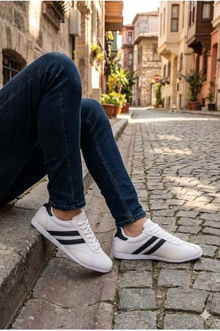 M.p 261 6576 Rahat Esnek Sneaker Erkek Ayakkabı Beyaz - Lacivert