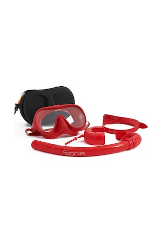 Sona Sona M1 Maske +Roll-Up Snorkel+Yedek Kayış+Deluxe Çanta Kırmızı