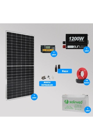 Mini Bağ Evi Ve Karavan Solar Güneş Enerji Sistemi 1200w Depolama