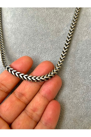 Balıksırtı Zincir Kolye Çelik Erkek Kolye Kalın İtalyan Herringbone Şık Dayanıklı Kolye Gümüş