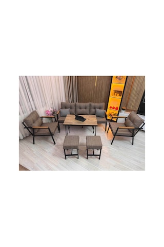 Lale Balkon, Bahçe - Cafe , Teras , Metal Kanepe Koltuk Takımı ,çay Seti 3+1+1+ 2 Puf Yemek Masası