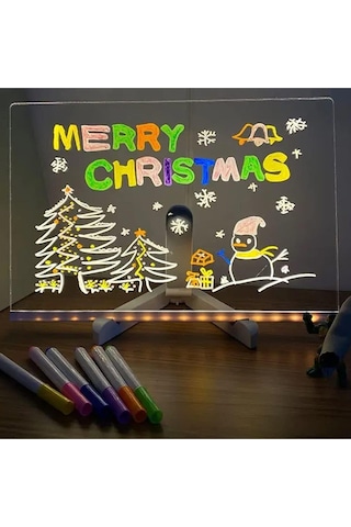7 Özel Kalem Hediyeli Işıklı Yazı Ve Not Tahtası 20cmx30cm Led Işıklı Neon Yazı Tahtası 7 Özel Kalem Hediyeli