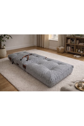 Viscolog Comfy Yeni Nesil Bohem Tekli Koltuk,yataklı Katlanır Berjer,yer Yatağı, Modüler Yapı 75x75cm 85cm gri