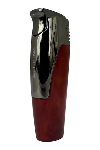 Tek Torch Pürmüz Kırmızı-gümüş Desenli Puro Çakmağı