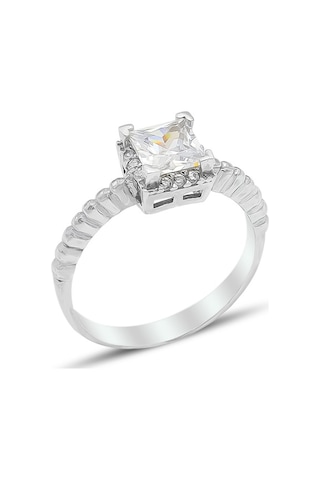 Baget Zirkon Taşlı Tektaş Kadın Gümüş Yüzük 201021358 - 555170603