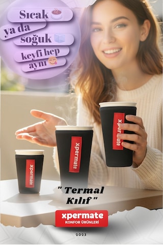 Xpermate Termal İçecek Kılıfı Sıcak & Soğuk Tutan Kahve Termal Kılıf 0,47l Siyah