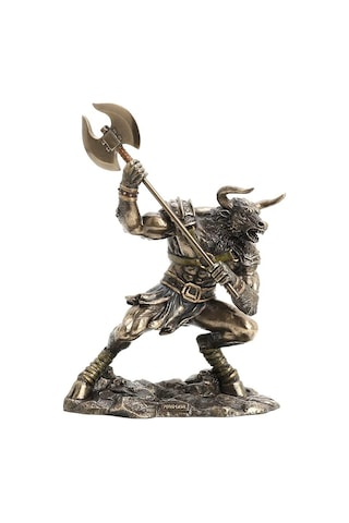 Yarı İnsan Yarı Boğa Mitolojik Canavar Minotor Heykel Biblo Dekor