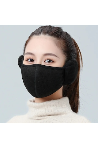 Yuntech01 Kışa Özel Unisex Polar Kulaklık Maske - Yumuşak, Rüzgar Geçirmez Ve Isıtıcı Siyah