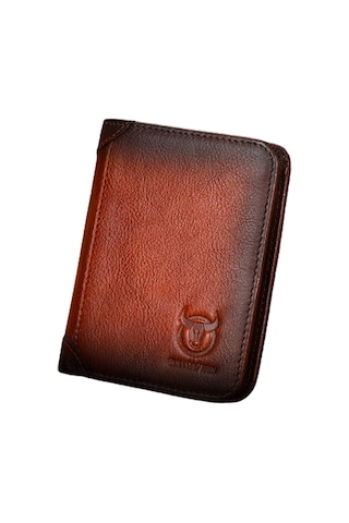 Hangfox Erkek Deri Cüzdan Rfıd Korumalı, İlk Derece Deri, Retro Dikey Tip, Ehliyet Ve Para Taşıma, Sarı Kahverengi Sarı - Kahverengi