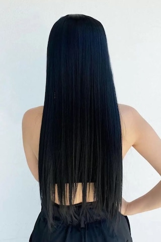 Caş Dekorasyon Isıya Dayanıklı Yarımay Çıt Çıt Saç - Ht1 - Siyah-60 Cm -düz- 110 Gr 2 Adet Yan Çıt Çıt Saç