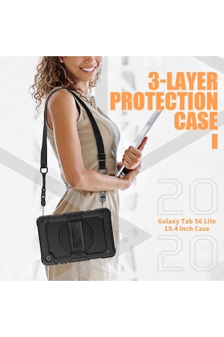 Samsung Uyumlu Galaxy Tab S6 Lite 10.4 P610 P615 P617 Kılıf Defender Askılı Pars Case Fuji