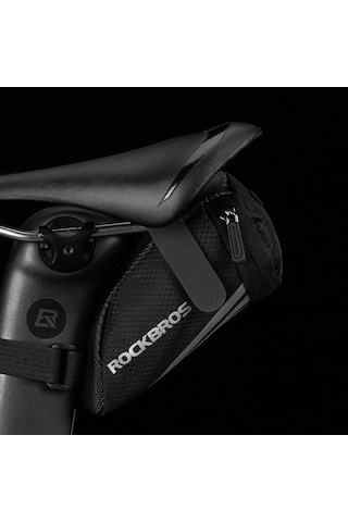 Rockbros Kolay Montaj Bisiklet Sele Altı Çantası Su Geçirmez - 360 Reflektörlü Gri - Siyah