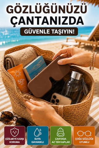 Kahverengi Katlanabilir Silikon Gözlük Kılıfı Suya Dayanıklı Esnek Koruyucu Güneş Ve Numaralı Gözlük Kılıfı