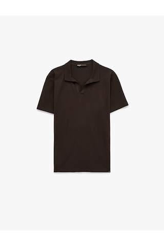 Koton Regular Fit Pamuklu Pike Kumaş Kısa Kollu Polo Yaka Tişört Kahverengi 6sam10284mk Kahve