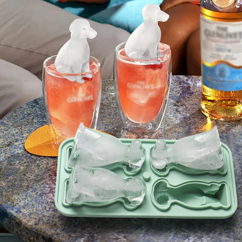 Youtek Mavi Silikon Buz Kalıbı - 4 Adet 3d Labrador Şekilli Buz Küpü, Kokteyller Ve İçecekler İçin, Yıkama Kolay, Yineleyebilir Çok Renkli