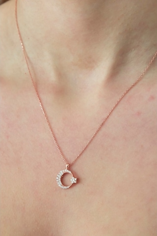 925 Ayar Rose Ayyıldız Kadın Gümüş Kolye (514535168)