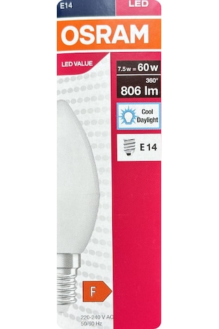 5 Adet Ledvance 7,5w Beyaz Işık 6500k E14 Duylu İnce Duy Led Ampul