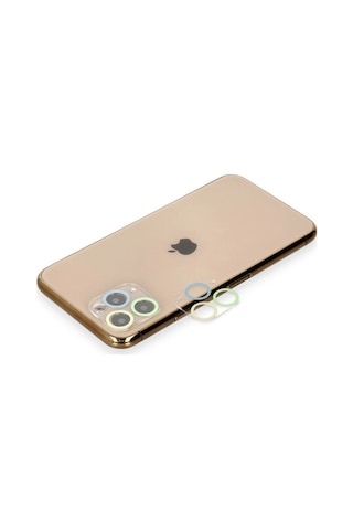 Newface Apple iPhone Uyumlu 11 Pro Renkli Kamera Lens Koruma Cam Semeglbl - 18 - Yeşil-sarı