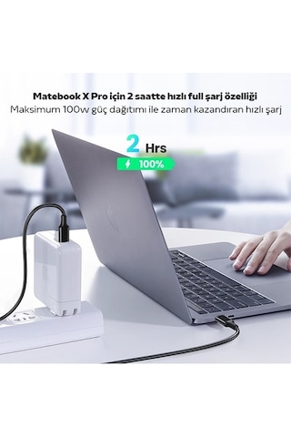 Ally Usb Type-C Pd3.1 100W(20V-5A) Hızlı Veri Şarj Kablosu 1Metr-Siyah