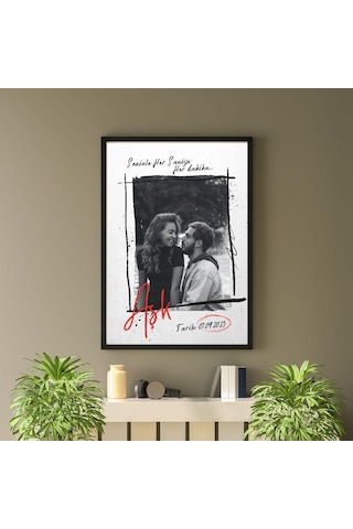 Kişiye Özel Resimli Seninle Hersaniye Aşk Tasarımlı Yapışkanlı Sök Tak Çerçeve 20 X 30