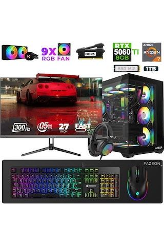 Xaser Star X490 R7-7800X3D 16 GB 1 TB M.2 NVMe SSD 8 GB RTX5060Ti 27" Free Dos Dizüstü Bilgisayar