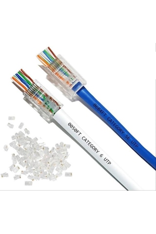 Yeni Nesil Delikli Cat6 Ez Rj45 Konnektör Utp Jack 100 Adet