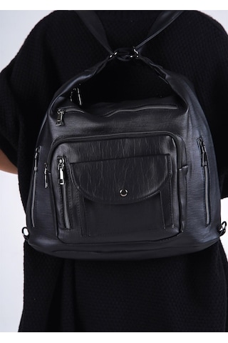 Yıkama Deri Kadın Omuz Ve Kol Çantası Siyah