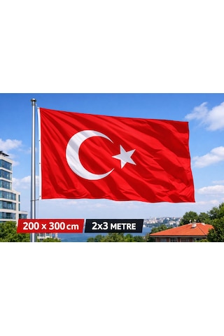 200 X 300 Cm Büyük Boy Türk Bayrağı Dış Mekâna Uygun, Dayanıklı Ve Canlı Renkli 200 X 300