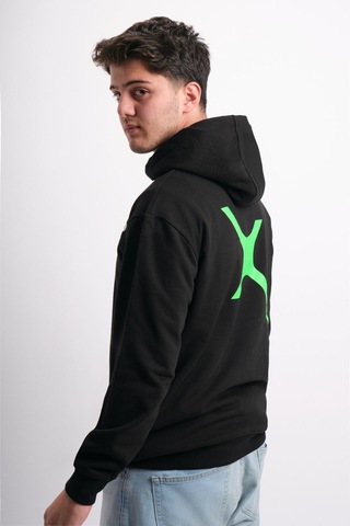 We&me Oversize Geniş Kalıp Baskılı Kapüşonlu Erkek Sweatshirt Yeşil