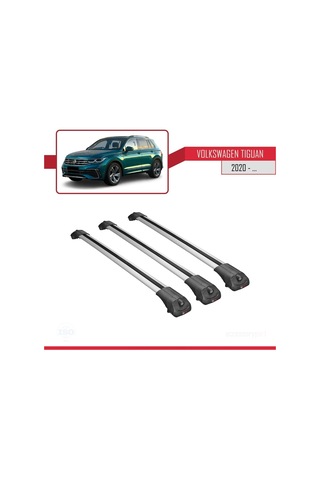 Volkswagen Tiguan 2020-2023 Arası İle Uyumlu Ace-1 Ara Atkı Tavan Barı Gri 3 Adet Bar