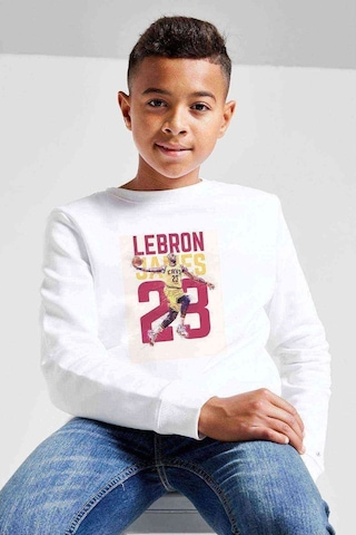 Lebron James Baskılı Unisex Çocuk Beyaz Sweatshirt Beyaz
