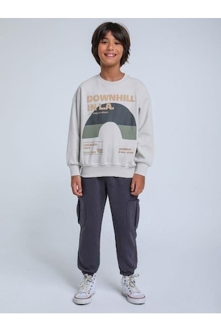 Jack Lions Erkek Bebek Downhill Yazılı Sweatshirt-14342 Gri