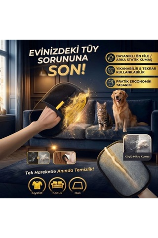 Büyük Boy Evcil Hayvan Tüy Alma Eldiveni, Geliştirilmiş Elektrostatik Tüy Toplayıcı Kedi Köpek Bakım