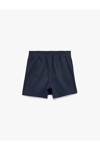 Koton Pamuklu Gabardin Kumaş Beli Lastikli Düğme Detaylı Pileli Şort Etek Lacivert 6skg40012aw
